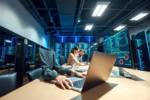 Osoba pracująca na laptopie z interfejsem AI – polskie startupy technologiczne 2026